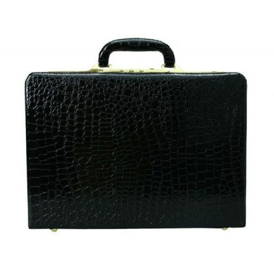 Professional Black Crocodile PVC Finish Business Briefcase, w/ Document Envelope, RZ-ALB015