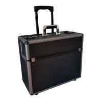 New Aluminium Black Pilot Case Wheeled Briefcase Carry Case Travel Work Business