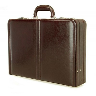 Slap-up Product Brown Leather Finish Business Men Brief Suitcase, w/ Document Envelope, RZ-ALB011